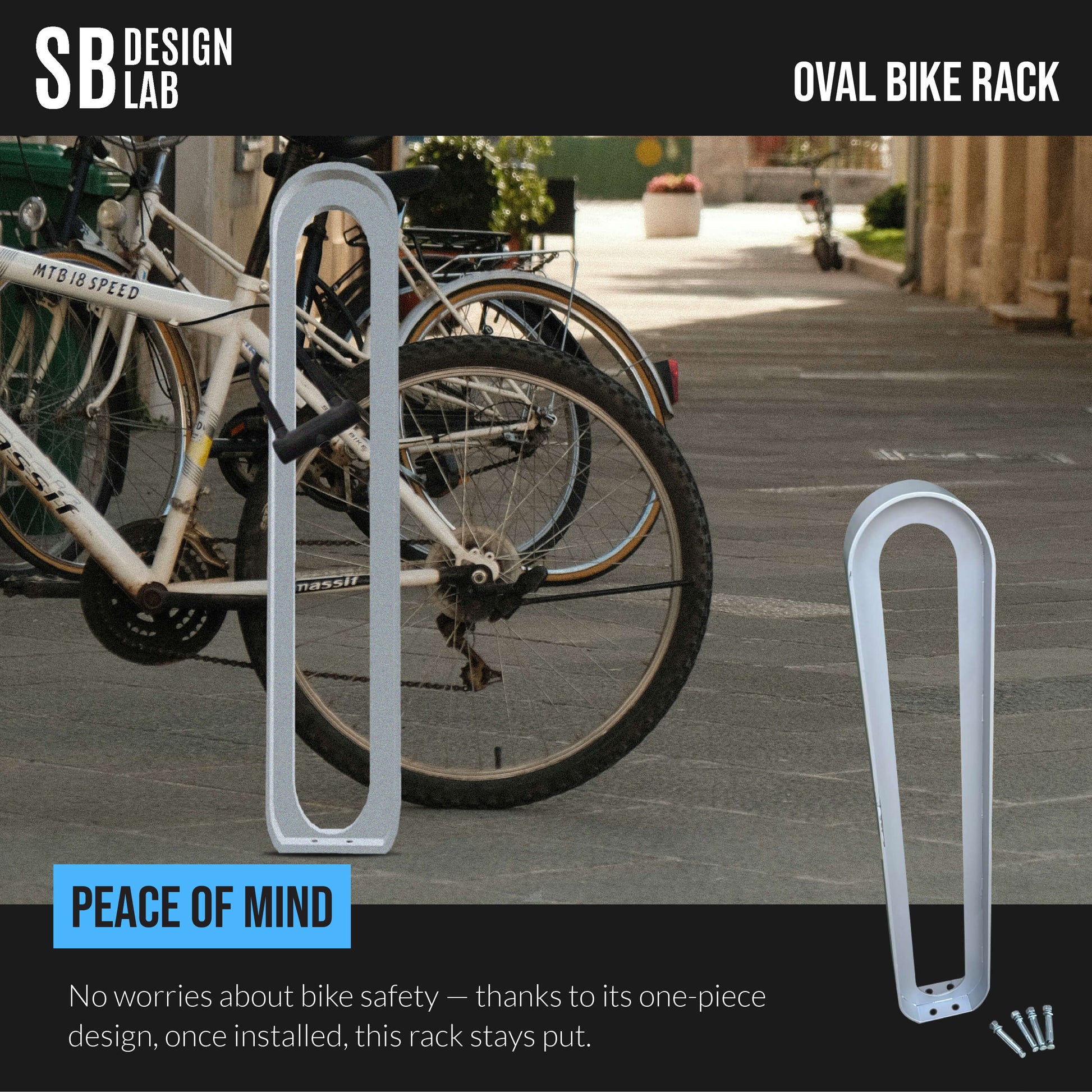 anti theft modern oval bike rack