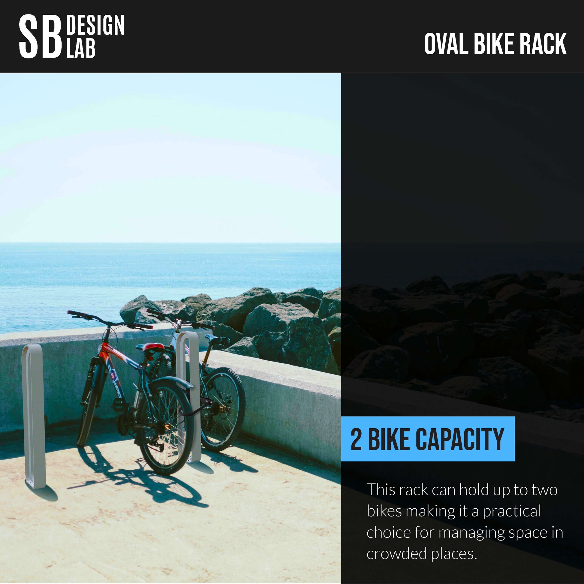 modern oval bike rack - 2 bike capacity