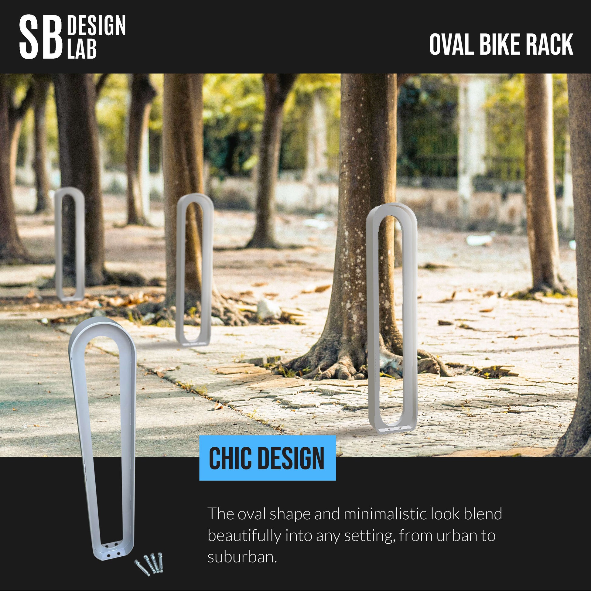 in ground modern oval bike rack