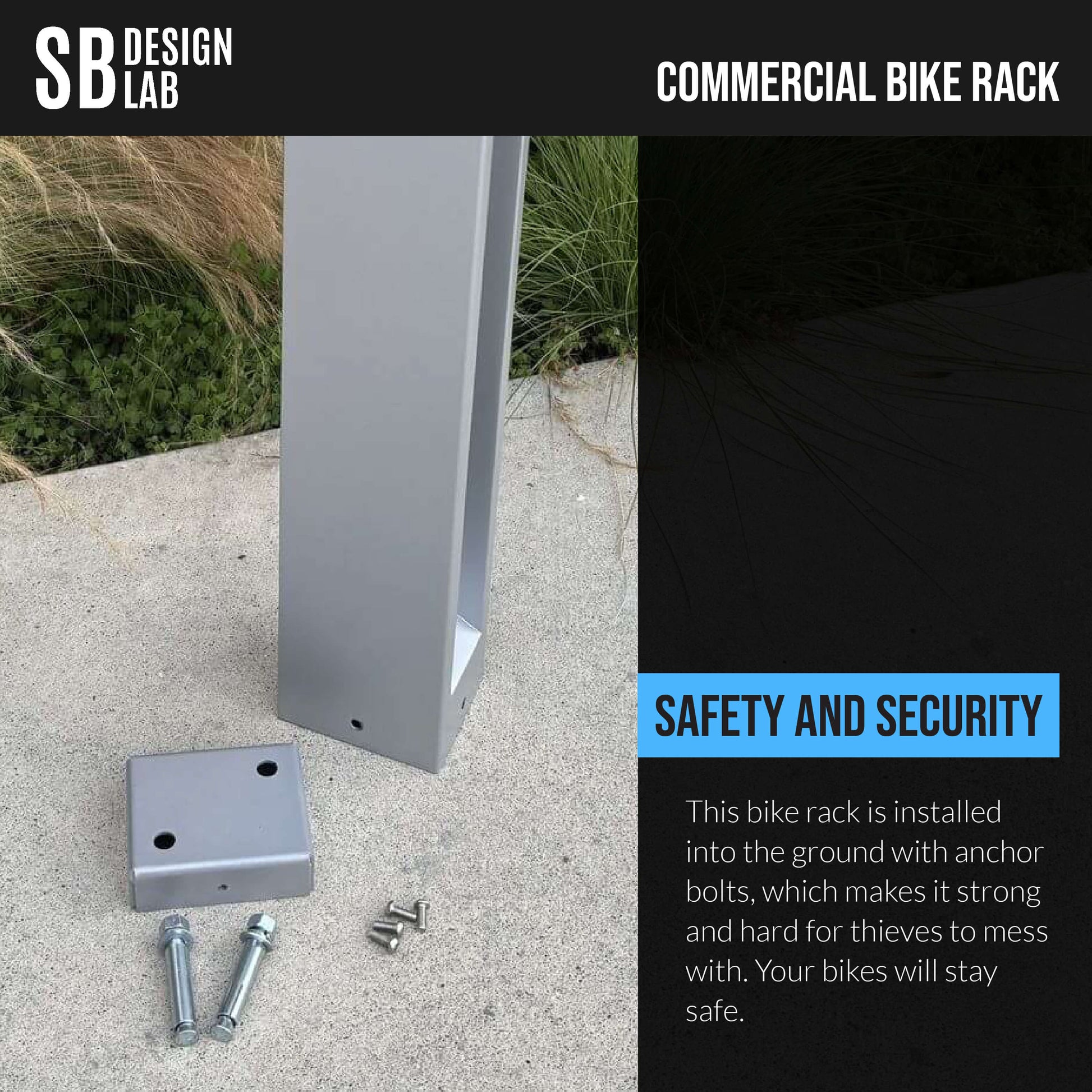 in ground bike rack - installs with anchor bolts (included)