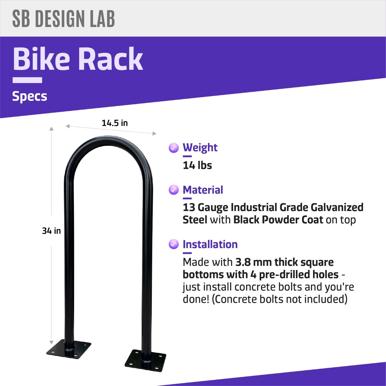 U Shaped Bike Rack Specs