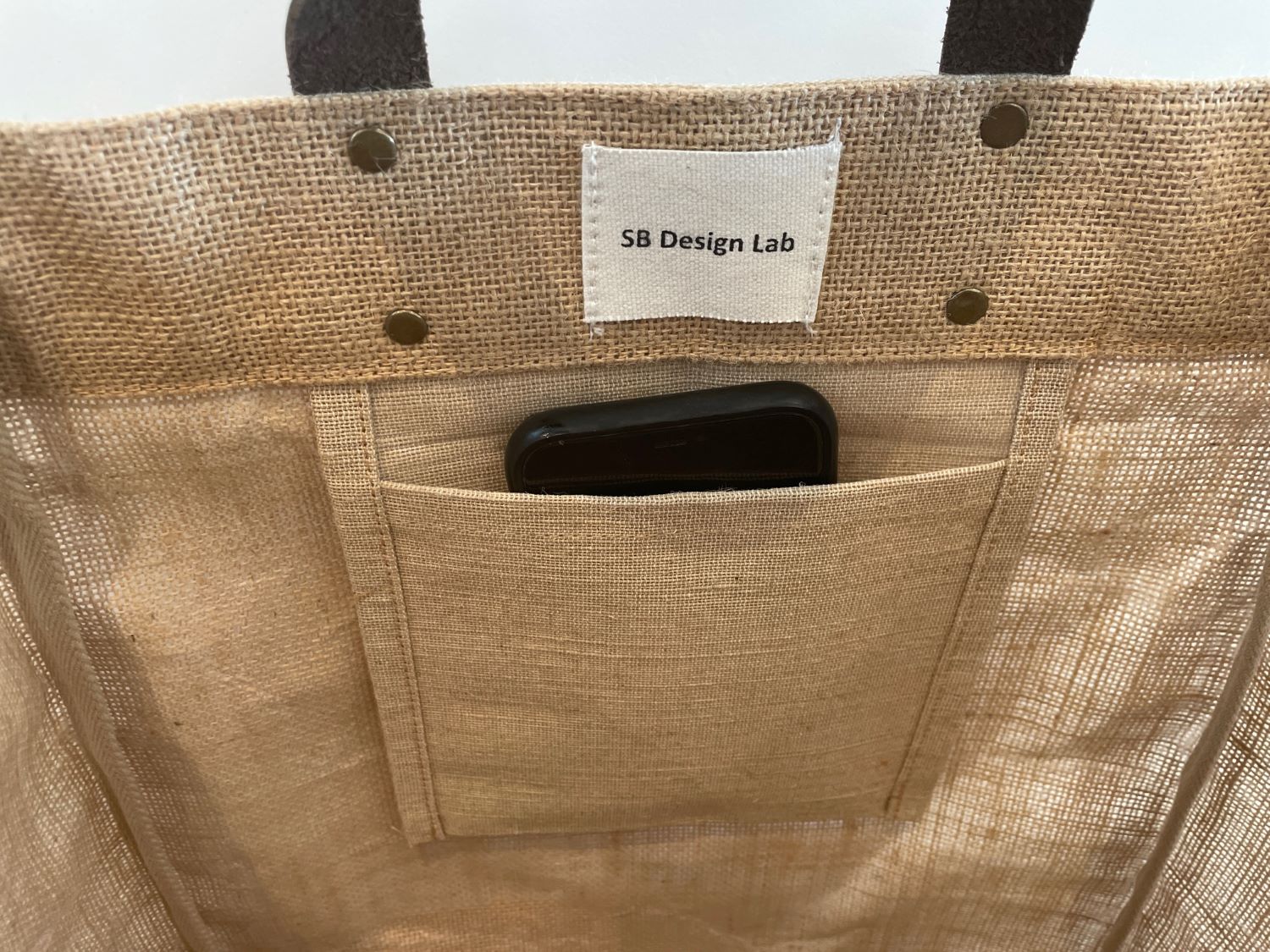 Burlap Tote Bags with Inner Pocket for Phone and Accessories