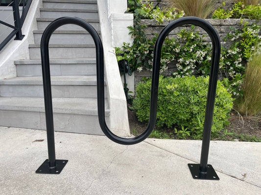 Commercial Wave Bike Racks - In Ground, Dual Loop (5 Bike Capacity)