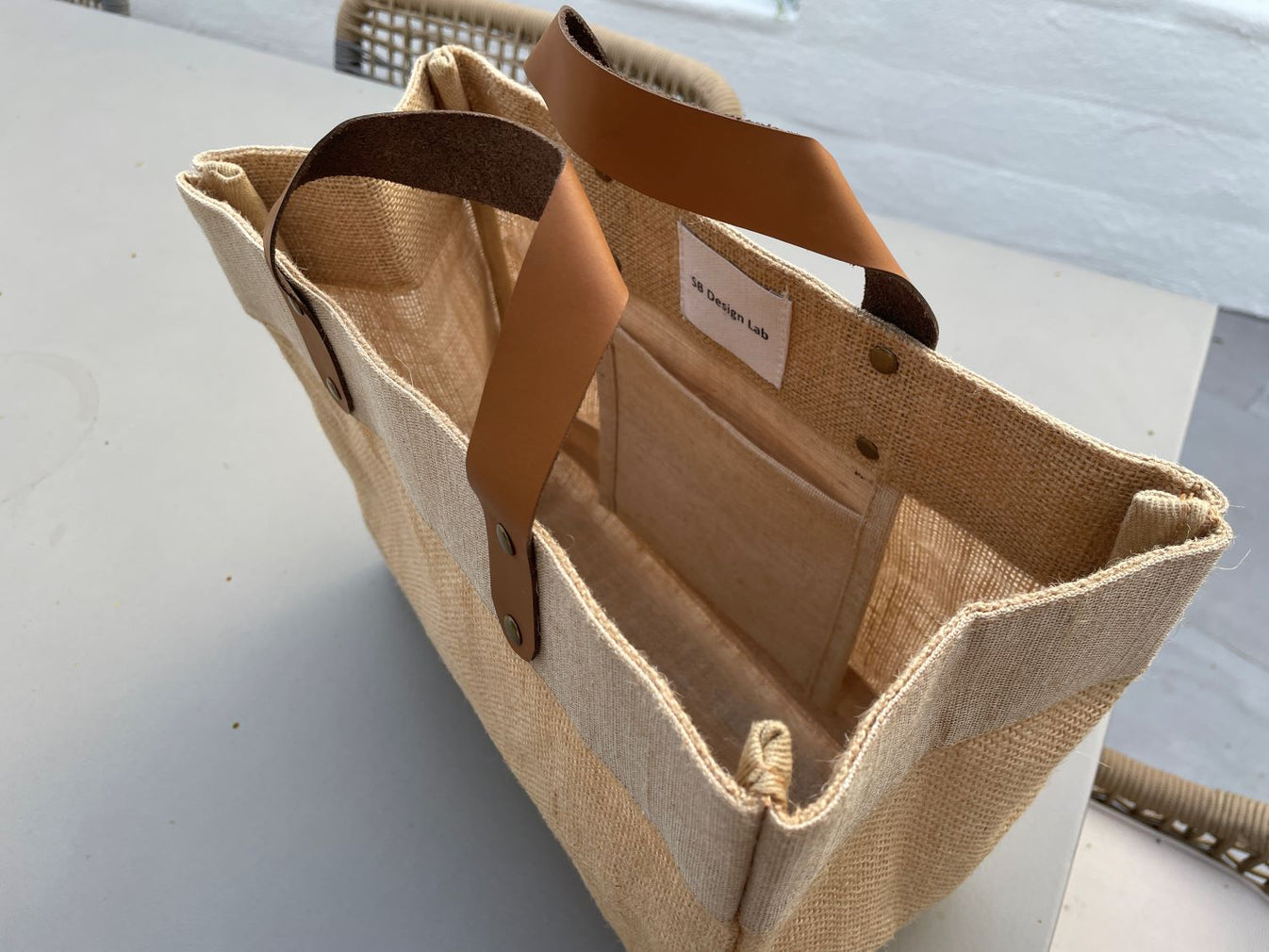 Small Burlap Tote Bags With Leather Handles 100 Natural Jute